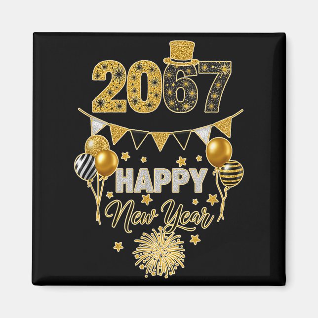 Imán Divertido Seis Siete 67 Meme Feliz Año Nuevo  (Frente)