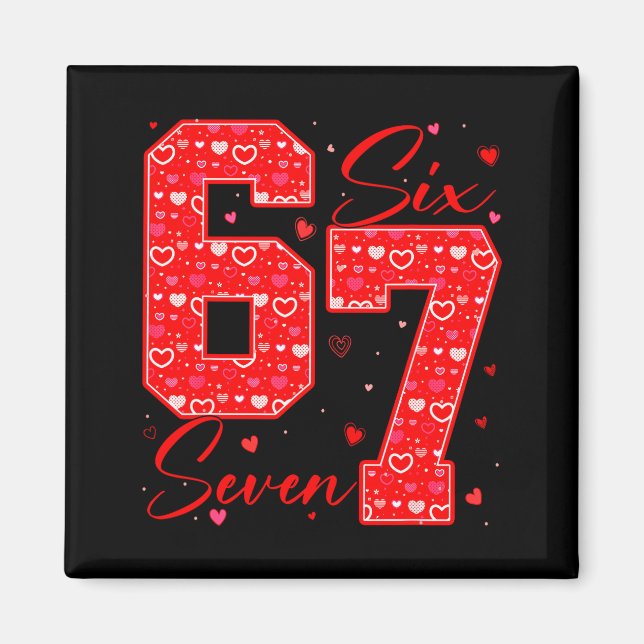 Imán Divertido Seis Siete 6 7 Meme Corazones Cupido Día (Frente)
