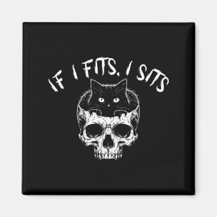 Imán Divertido si cabe me siento calavera de gato negro