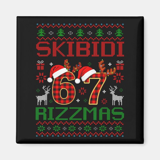 Imán Divertido Skibidi Rizzmas Meme Vibraciones Navideñ (Frente)