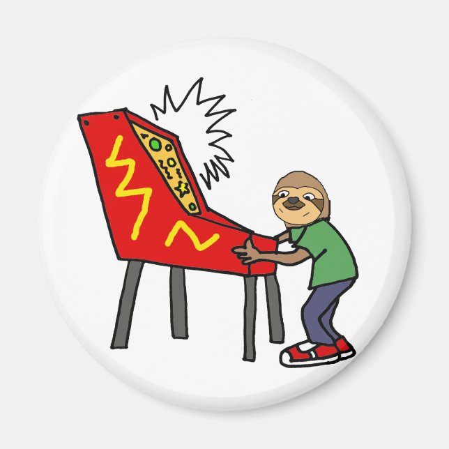 Imán Divertido Sloth Jugando Pinball Personalizado (Frente)