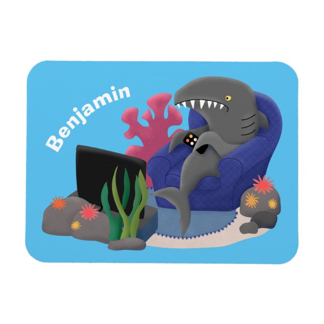 Imán Divertido tiburón viendo al personalizado de telev (Horizontal)