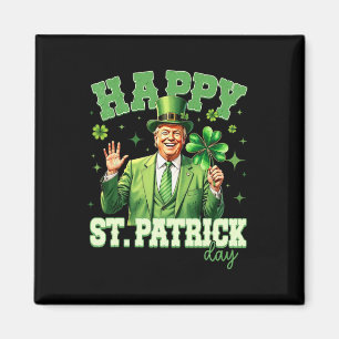 Imán Divertido Trump Día de San Patricio Trébol Afortun