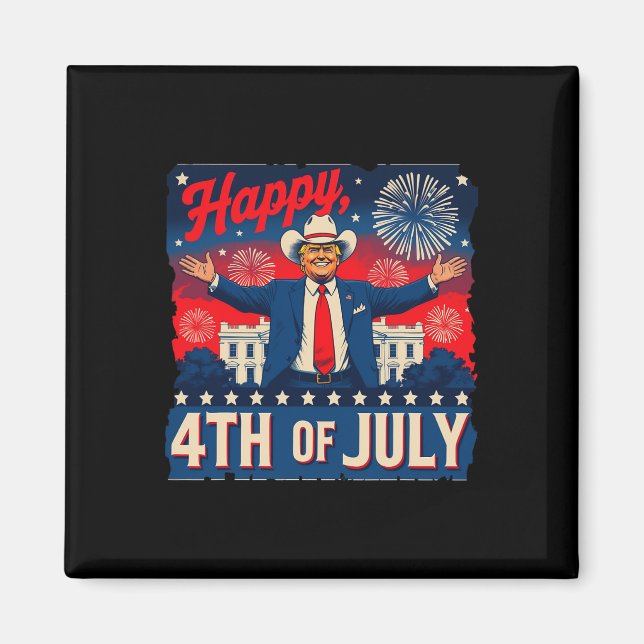 Imán Divertido Trump Feliz 4 De Julio  (Frente)