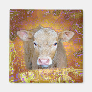 Imán Divertido y lindo ternero con ojos grandes