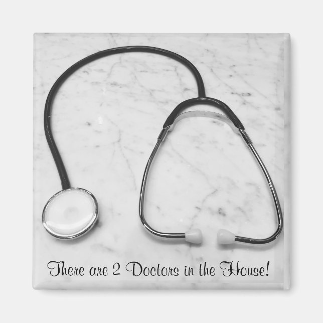 Imán Divertidos 2 Médicas en la Casa Stethoscope Magnet (Frente)