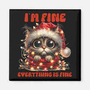 Imán Divertidos Navidades de gatos estoy bien, todo est