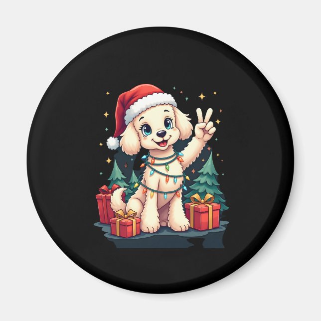 Imán Divertidos Navidades de la mano de la paz iluminan (Frente)