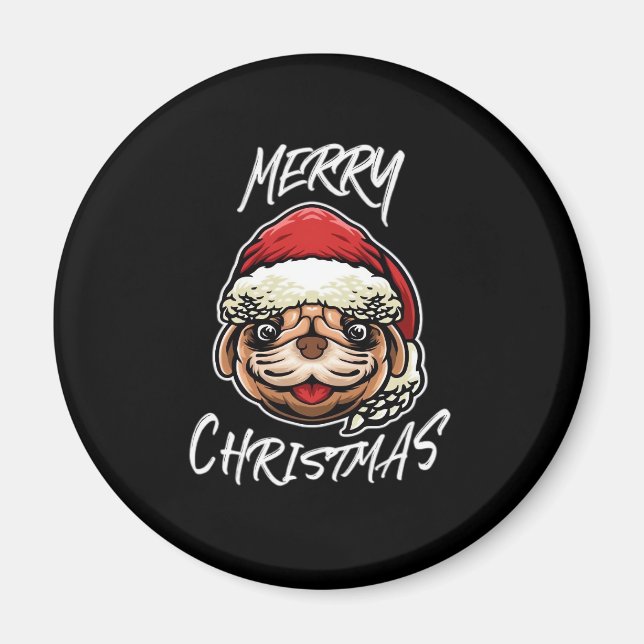 Imán Divertidos Navidades de perros regalos pijamas par (Frente)