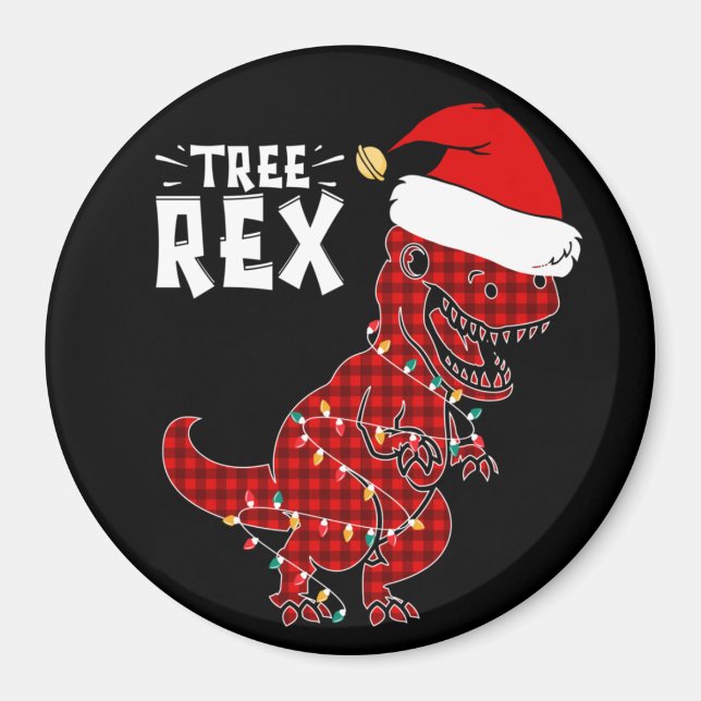 Imán Divertidos Navidades Dinosaur Tree Rex Magnet (Frente)