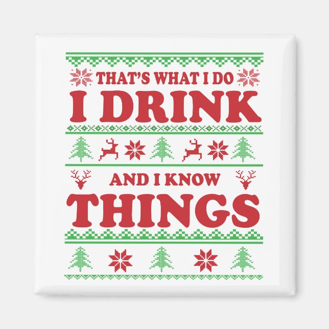 Imán Divertidos navidades feos suéter whisky dice (Frente)