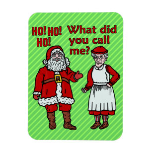 Imán Divertidos Navidades Santa Claus y la Sra. Holiday