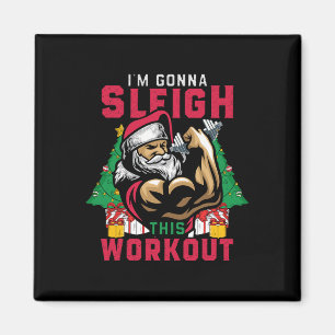 Imán Divertidos Navidades Santa Gym Voy a esquivar este