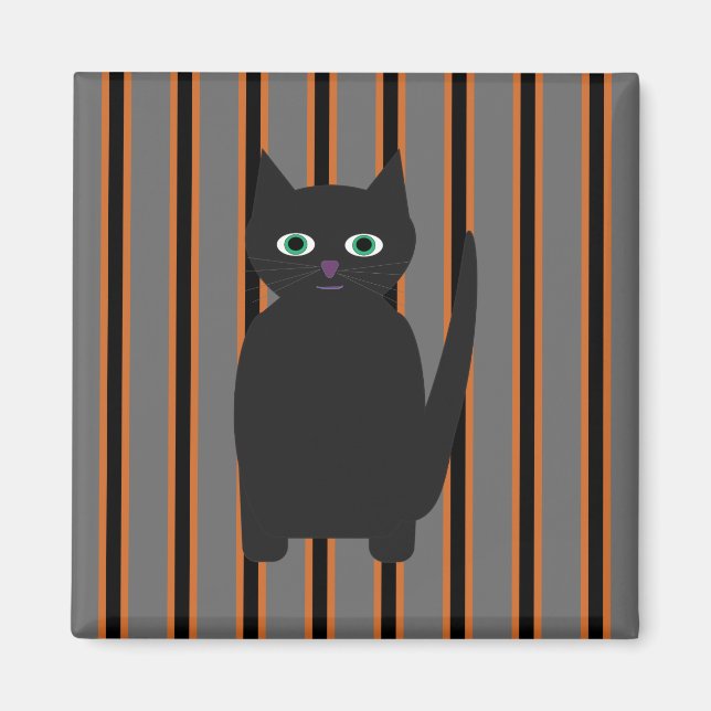 Imán Divertidos y divertidos gatos negros de Halloween (Frente)