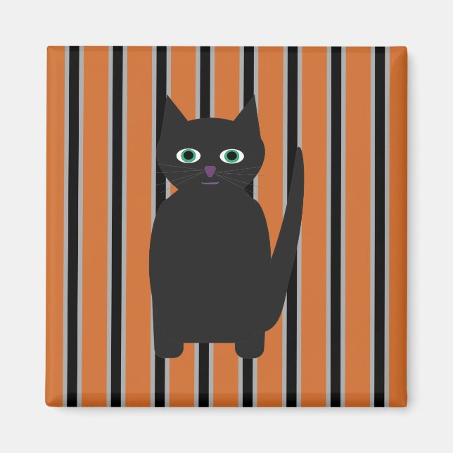 Imán Divertidos y divertidos gatos negros de Halloween (Frente)