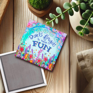 Imán Diviértete con Bonito azul inspirando flores silve