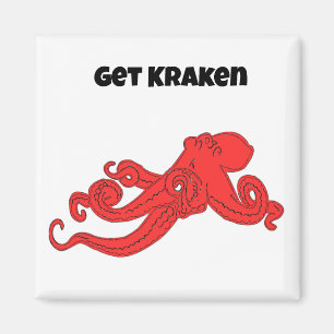 Imán Diviértete con Kraken Pulpo Rojo Retro de Dibujos
