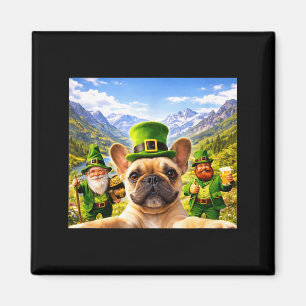 Imán Diviértete el día de San Patricio selfie de bulldo