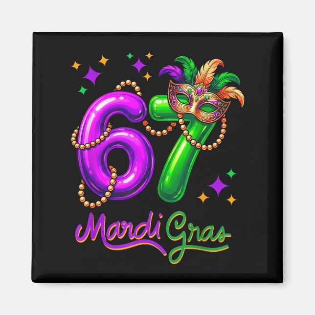 Imán Diviértete Festivo 67 Globos de Fiesta de Mardi Gr (Frente)