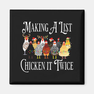 Imán Diviértete Pollo Navidad, Haciendo Una Lista Pollo