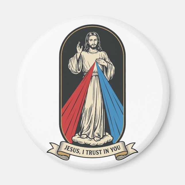 Imán Divina Misericordia Jesús Vintage (Frente)