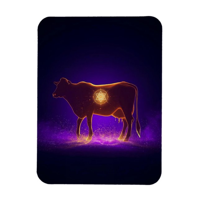 Imán Divine Cow Silhouette | Govardhan Puja Spiritual (Vertical)