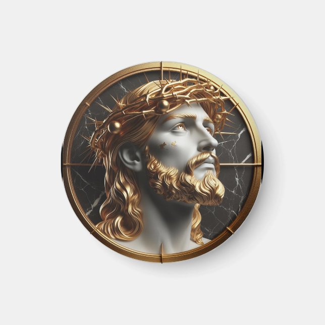 Imán Divino embellecimiento Jesús mirando al cielo (Frente)