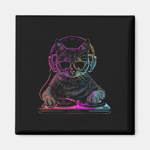 Imán Dj Cat Edm Techno House Music Funny Cat Lover
