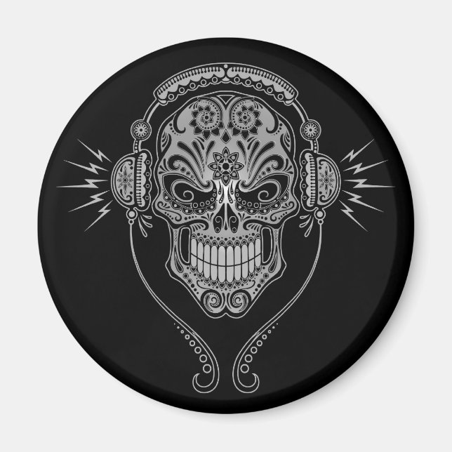 Imán DJ Sugar Skull - Negro (Frente)