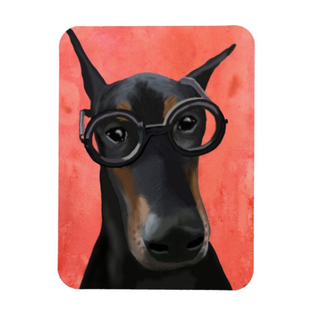 Imán Doberman con gafas (Vertical)