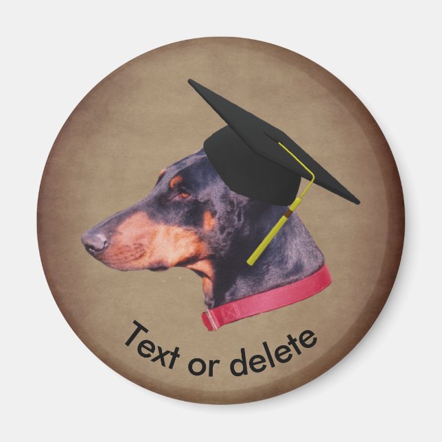 Imán Doberman El Graduado Perro Divertido Personalizado (Frente)