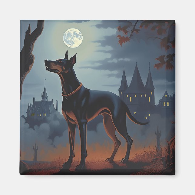 Imán Doberman Halloween Scary (Frente)