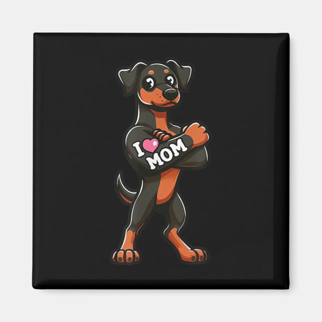 Imán Doberman Pinscher Amo A Mamá Tatuaje De Perro Grac (Frente)