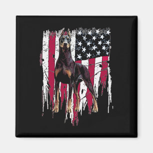 Imán Doberman Pinscher Bandera Estadounidense Usa Impre