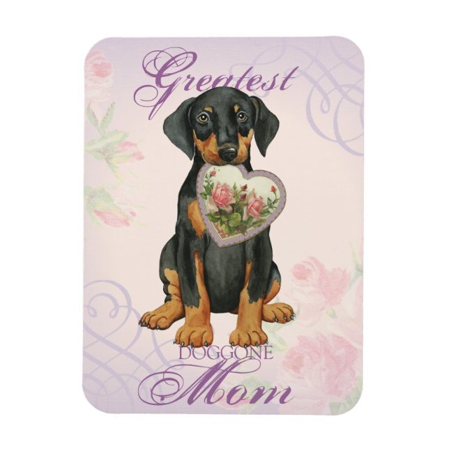 Imán Doberman Pinscher Heart Mom (Vertical)