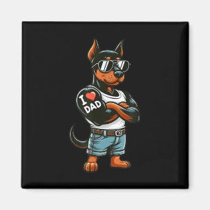 Imán Doberman Pinscher I Love Dad Funny Dog Tattoo