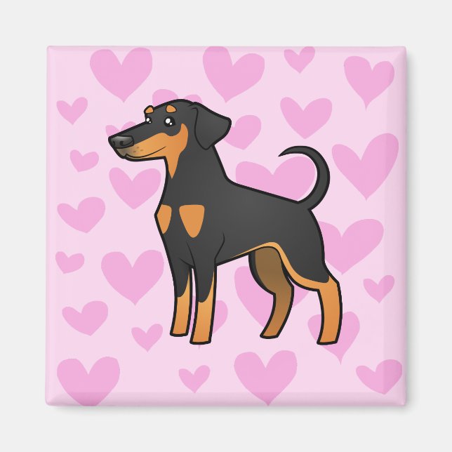 Imán Doberman Pinscher Love (oídos de disquete) (Frente)