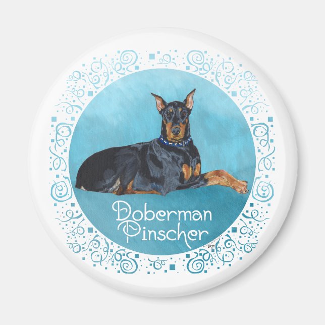 Imán Doberman Pinscher negro (Frente)