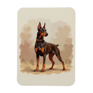 Imán Doberman Pinscher perro marrón óxido rojo