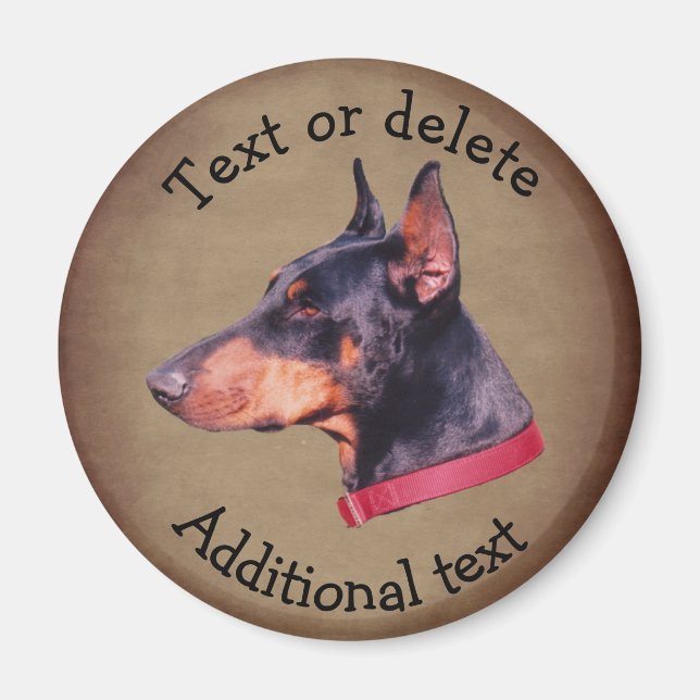 Imán Doberman Pinscher Personalizado (Frente)