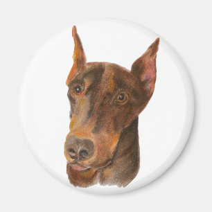 Imán Doberman Pinscher Round Magnet