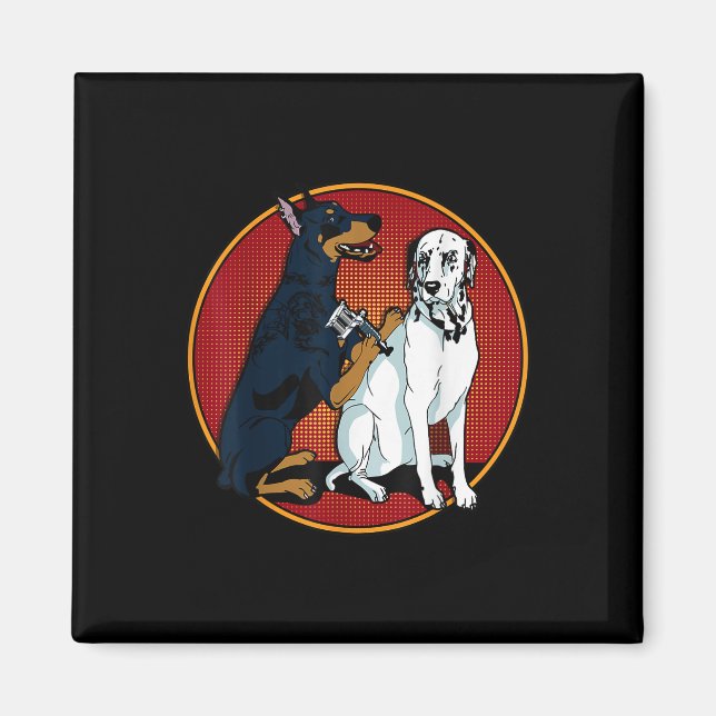 Imán Doberman Tattooing Dalmatian Dog (Frente)