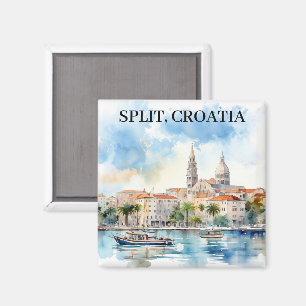 Imán Doble acuarela de Dalmatia en Croacia