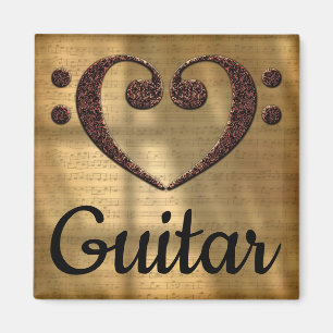 Imán Doble Bass Clef Heart Guitar