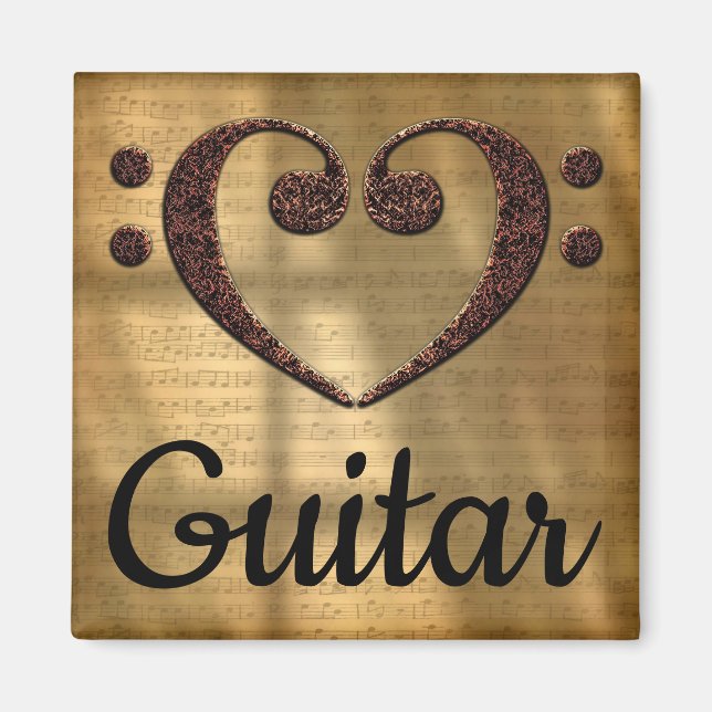Imán Doble Bass Clef Heart Guitar (Frente)