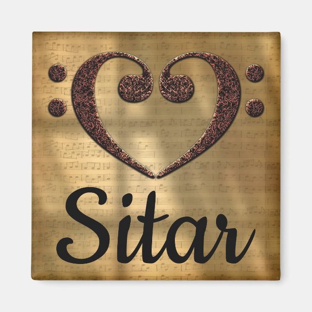Imán Doble Bass Clef Heart Sitar (Frente)