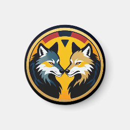Imán Doble emblema de lobo con círculo dorado