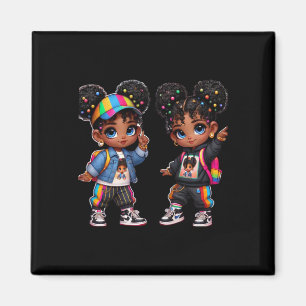 Imán Doble Pegatina De Arte De Los Gemelos Negros De S