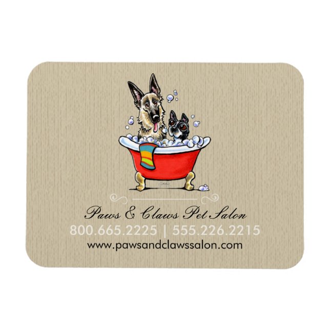 Imán Dog Groomer Mascota Salon Fancy Tub Organic Busine (Horizontal)