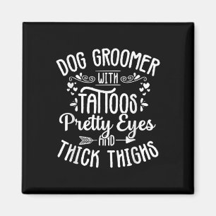 Imán Dog Groomer Tattoos Bonitos Ojos Mascota Cachorro